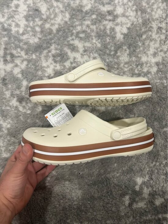 Beige Crocs Crocband Gum Clog Slippers Shoes - Picture 7 of 7